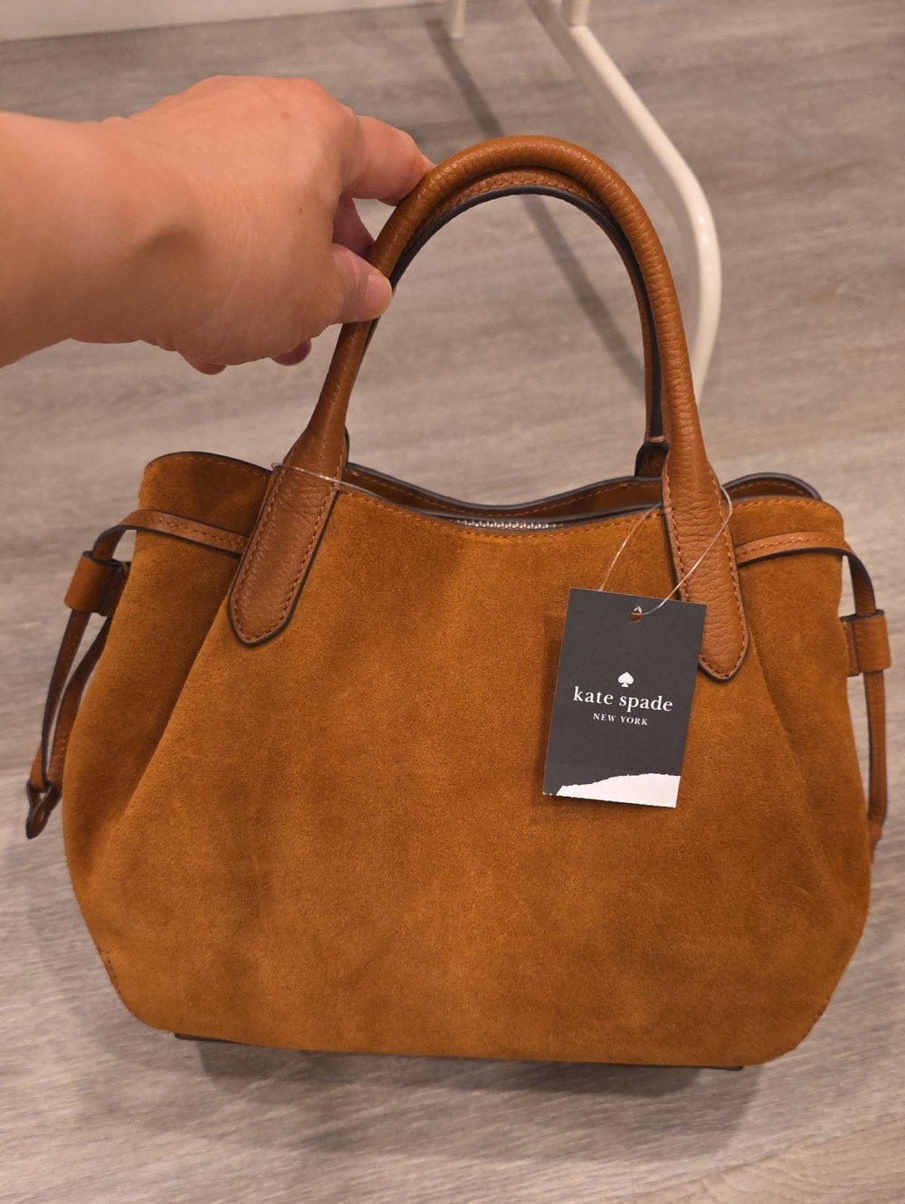 NWT Kate Spade Suede Dumpling Satchel Handbag In Warmgingerbread Color. - Picture 2 of 10